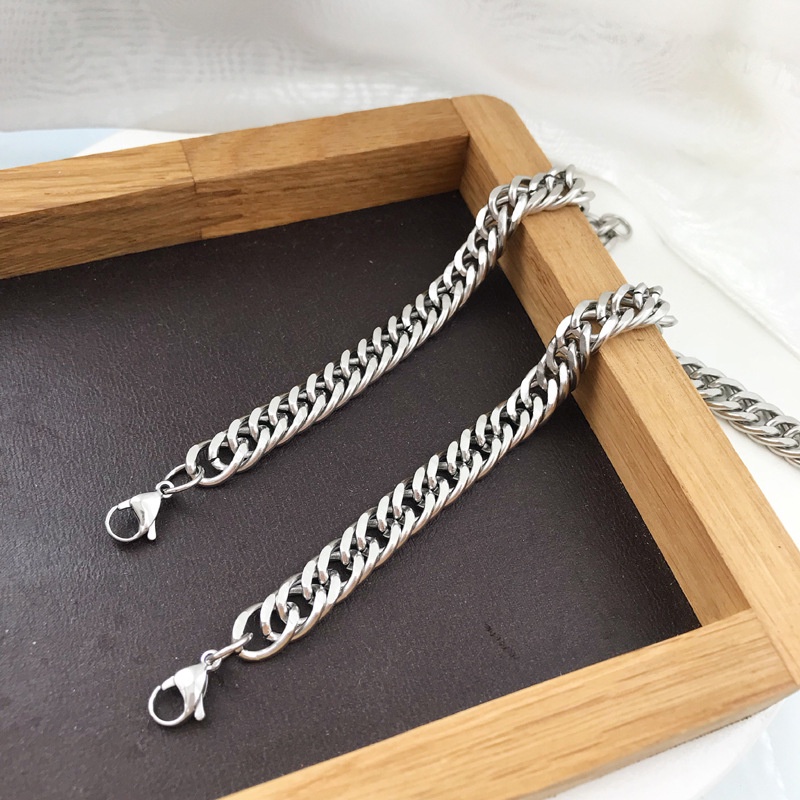 Vòng Tay Thép Titan Thiết Kế Đơn giản PUN Phong Cách cổ điển Hàn Quốc - Tin Chain