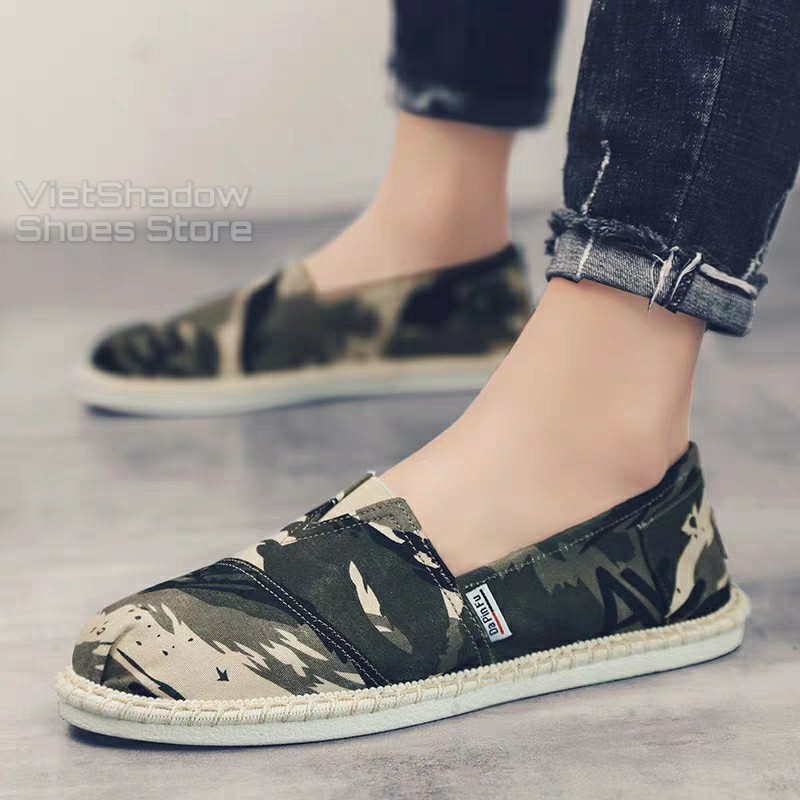 Slip on nam - Giày lười vải nam cao cấp - Vải thô 3 màu loang xám, vàng và cam - Mã SP 2928 | BigBuy360 - bigbuy360.vn