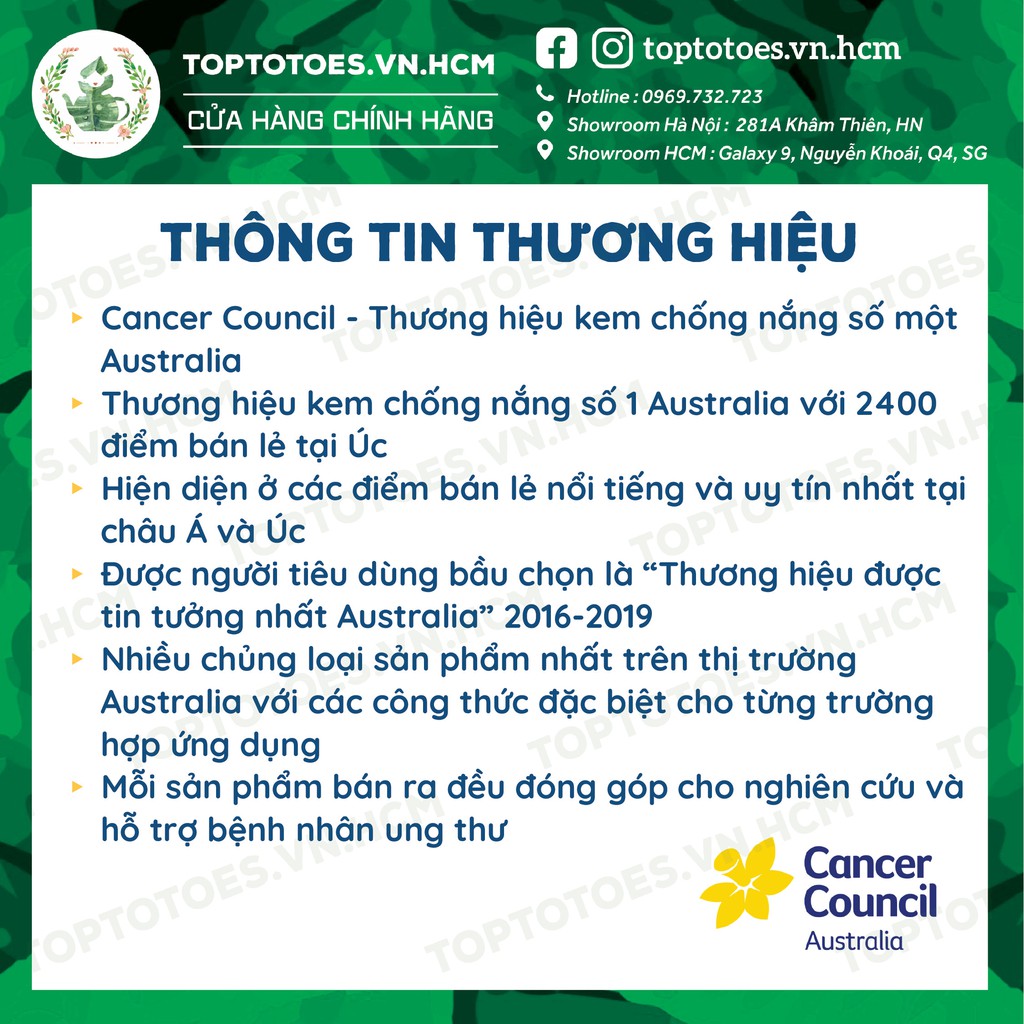 Kem chống nắng Năng động Cancer Council Active SPF 50+/ PA ++++