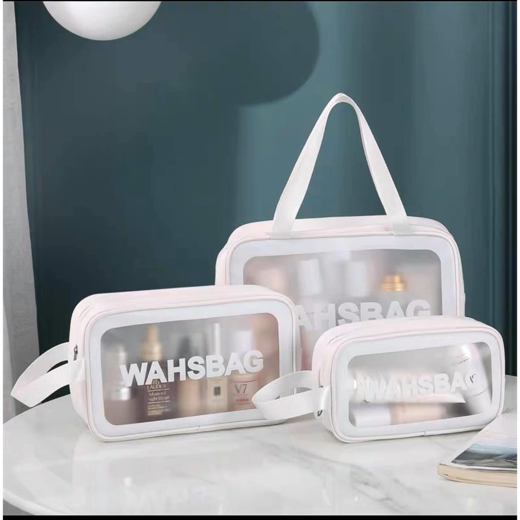 * Đen / Trắng / Hồng * Set 3 túi du lịch mini - bộ 3 túi trong suốt WashBag