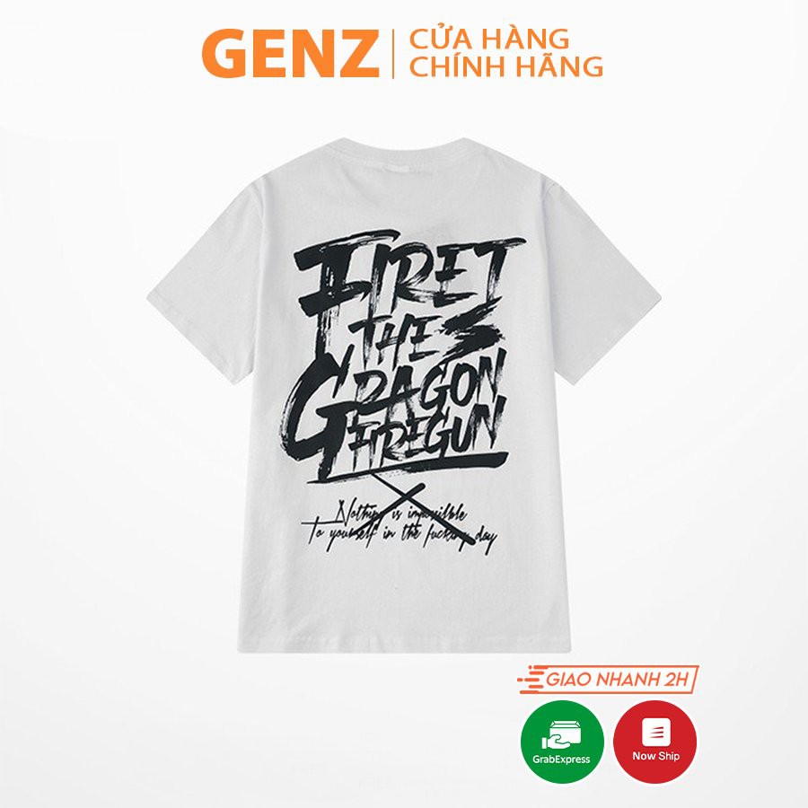 [Mã FASHIONMALLT4 giảm 15% đơn 150K] Áo thun tay lỡ GENZ dáng Unisex form rộng phong cách Ulzzang Frist The GRagon - Z86 | WebRaoVat - webraovat.net.vn