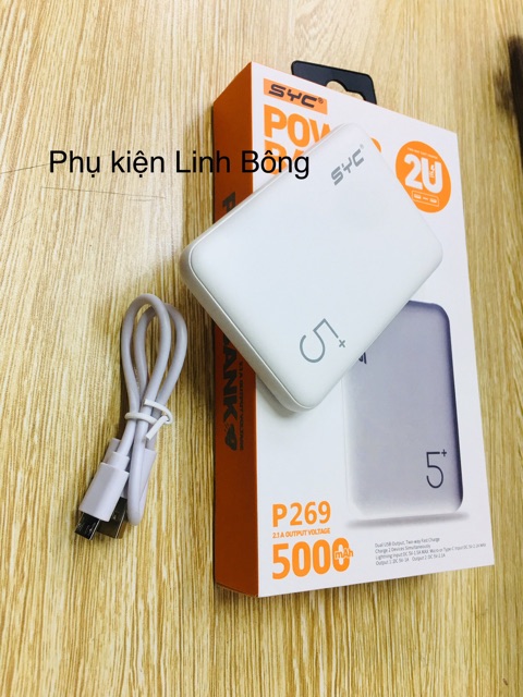 (Ảnh thật) SẠC DỰ PHÒNG SYC P269 5000mah/ mỏng, gọn,nhẹ 2 cổng ra giá rẻ