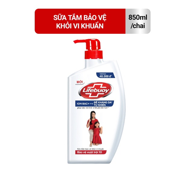 [HSD 2024] Sữa tắm Lifebuoy bảo vệ da vượt trội ion bạc 850g ( 833ml ) / 1,1kg ( 1078ml )