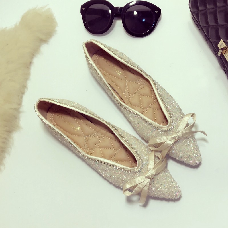 Giày Búp Bê Đế Bằng Mũi Nhọn Thời Trang Cho Nữ