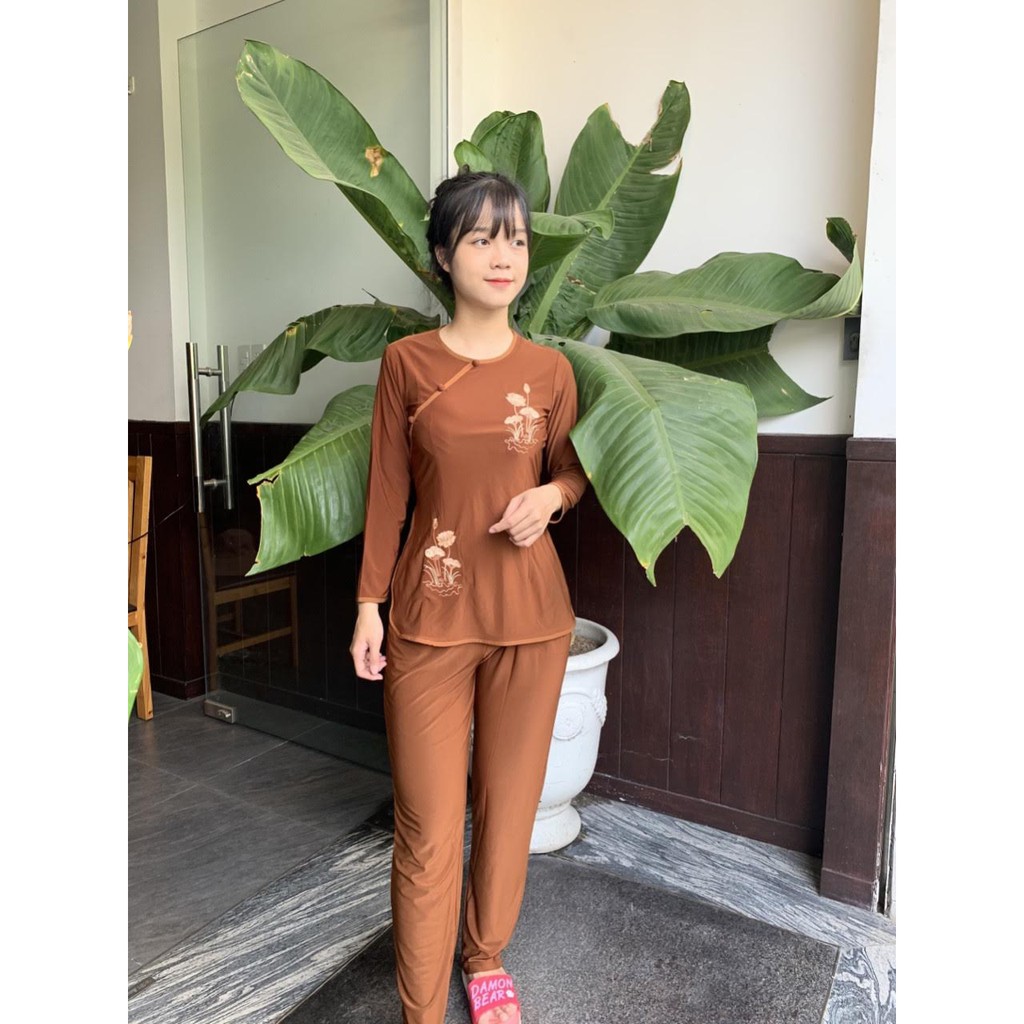 ĐỒ LAM ĐI CHÙA - MẪU THUN BIỀN TRÒN THÊU SEN