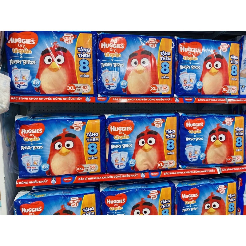 Bỉm Huggies quần M74/L68/XL62/XXL56(đệm mây mới) Phiên bản Chim Angry Bird