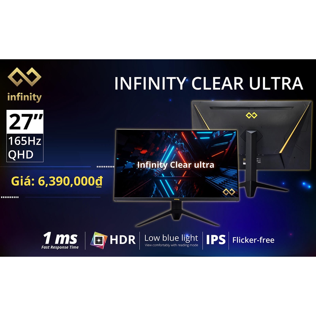 Màn Hình Máy Tính Infinity Clear Ultra – 27″ – 2K HDR IPS – 165Hz – Gaming mornitor NEW