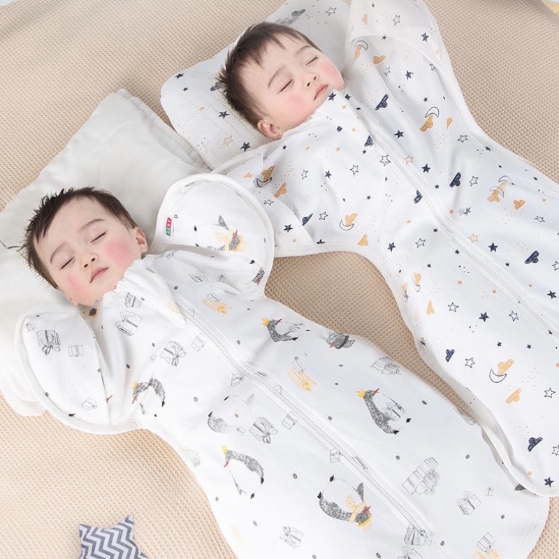 Túi ngủ trẻ em - nhộng chũn cho bé chất cotton tay mở tùy thích giúp bé ngủ ngon ,Cai nhộng , chống giật mình
