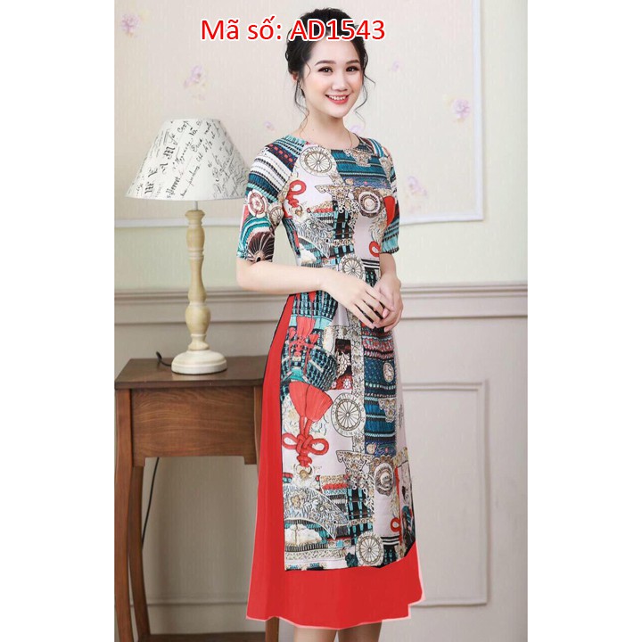 ⚡️ có big size 5XL ⚡️ AD1534 ÁO DÀI CÁCH TÂN LỤA HỌA TIẾT HOA TAY LỠ KÈM VÁY