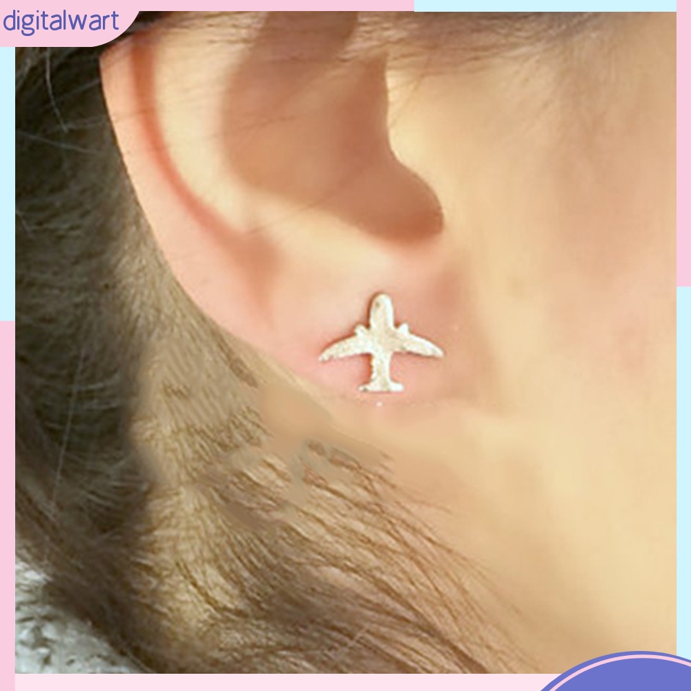 Đôi khuyên tai mạ bạc trang trí hình máy bay độc đáo