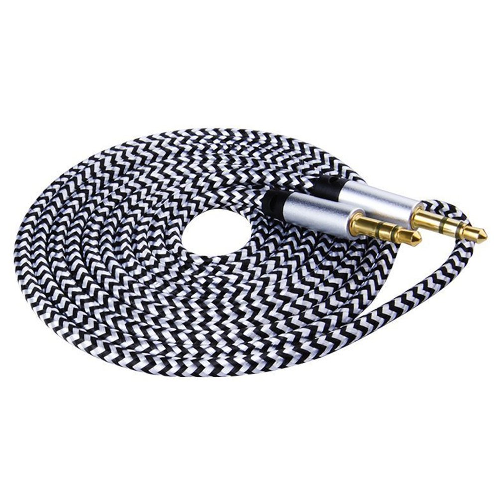 Dây cáp âm thanh sợi nylon bện đầu cắm 3.5mm dài 1m vỏ bằng kim loại