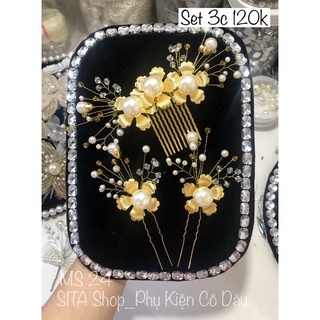 Set 3 cài tóc cô dâu cổ trang