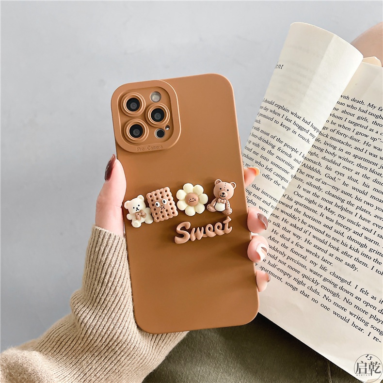 Ốp Điện Thoại Chống Sốc In Hình Gấu Và Bánh Quy Cho iphone 15 pro max 14 / 13 / 12 / 11 pro max xs xr xsmax 7plus