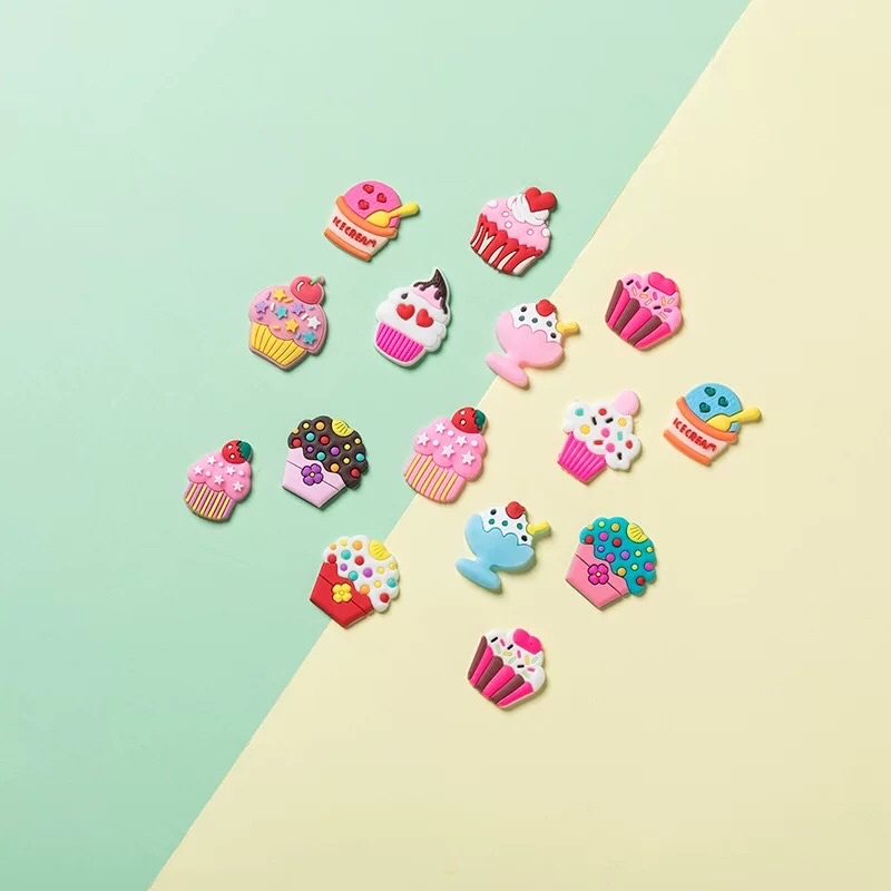 10 Charm PVC đính kẹp 5 răng, dây buộc tóc, kẹp tóc