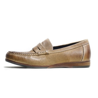 Giày lười công sở màu nâu be LOAFER PENNY NUBUK, giày mọi nam da bò thật TONKIN