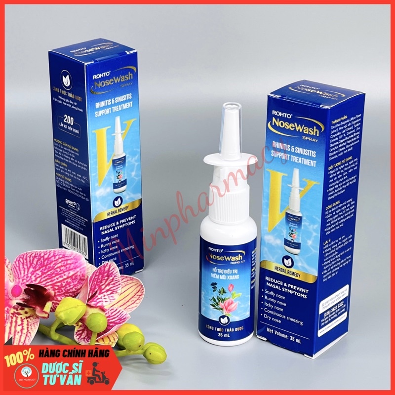 Xịt hỗ trợ viêm mũi xoang Rohto NoseWash Spray 35ml - Minpharmacy