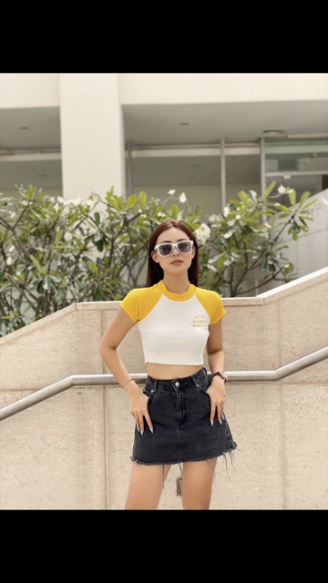Áo croptop thêu hình chụp thật kèm video