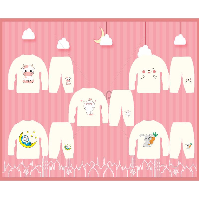 Combo 5 Bộ dài tay in hình thú đáng yêu cho bé bo008  _Lan Nhi