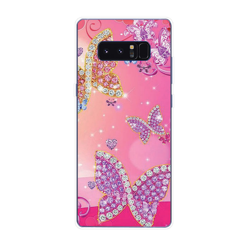 Samsung Galaxy S7 Edge S8 S8+ Plus Soft TPU Silicone Phone Case Cover Diamond Butterfly