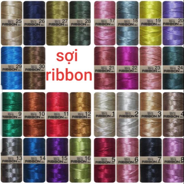 Sợi ribbon dệt dẹp bóng 2mm chuyên móc túi ví, balo bảng màu 2