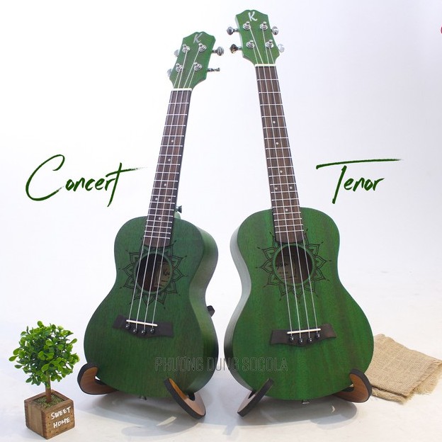 Đàn Ukulele Gỗ chính hãng Kaysen - Size Concert - Green