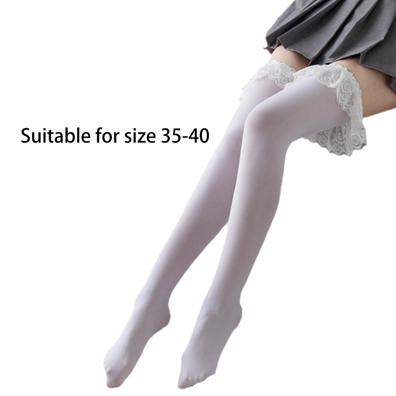 Vớ Dài Qua Gối Phối Ren Nhún Bèo Phong Cách Lolita Nhật Bản Gợi Cảm Cho Nữ