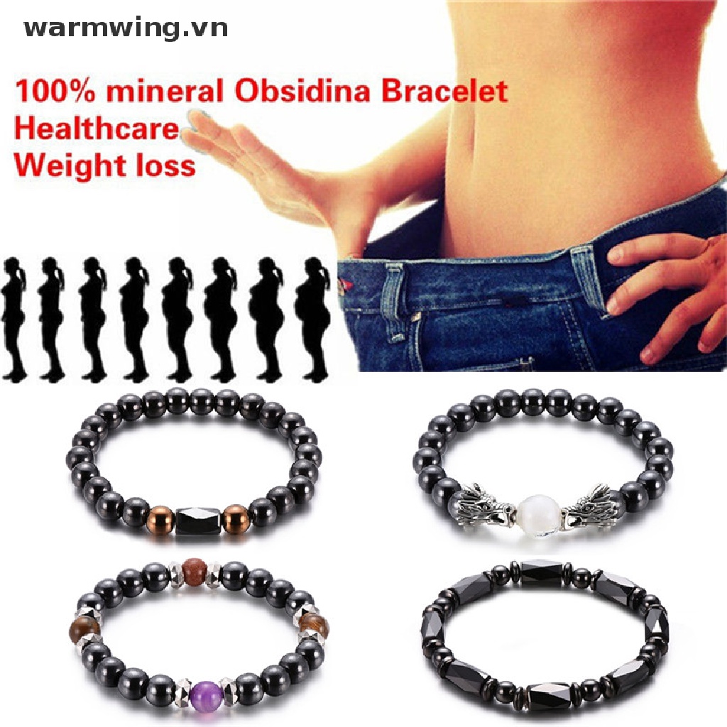 Vòng Tay Chuỗi Hạt Đá Hematite Màu Đen Từ Tính Giúp Chăm Sóc Sức Khỏe