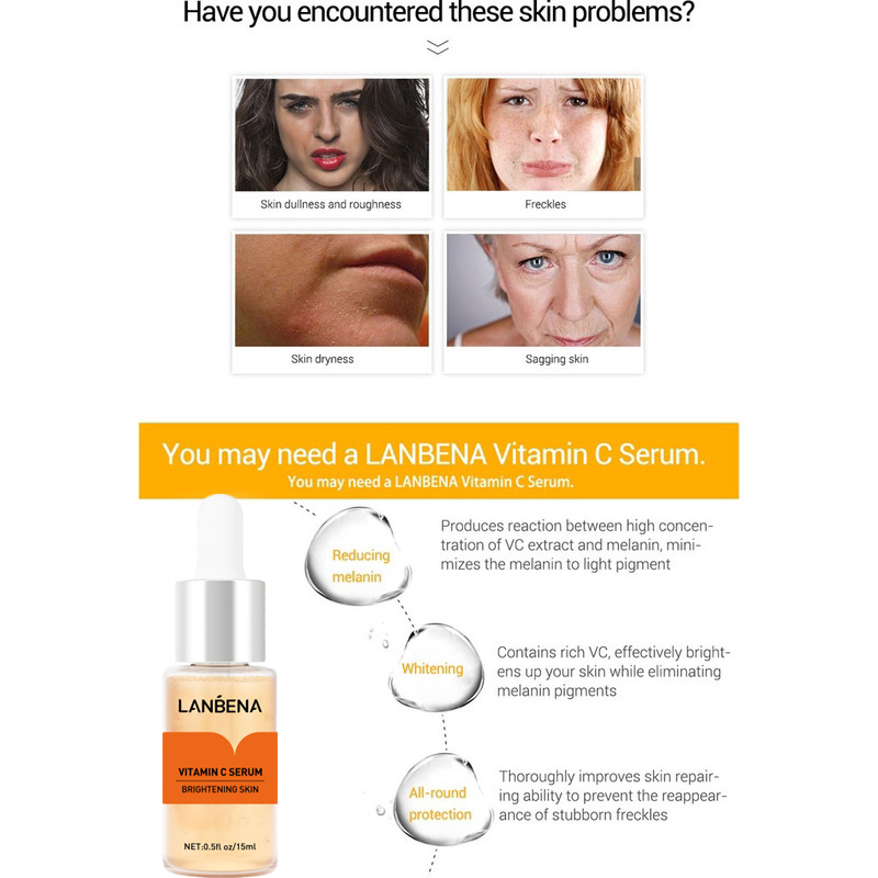 Serum tinh chất vitamin C làm trắng giữ ẩm chăm sóc làn da 15ml LANBENA