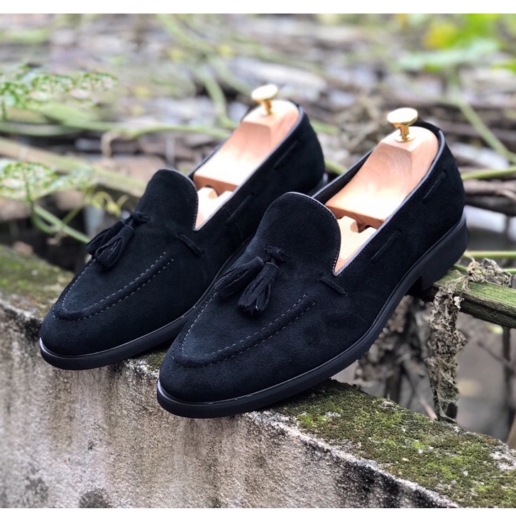 Giày lười nam da lộn chất da bò thật bh 12 tháng kiểu dáng Tasseled Loafer - Mã T161