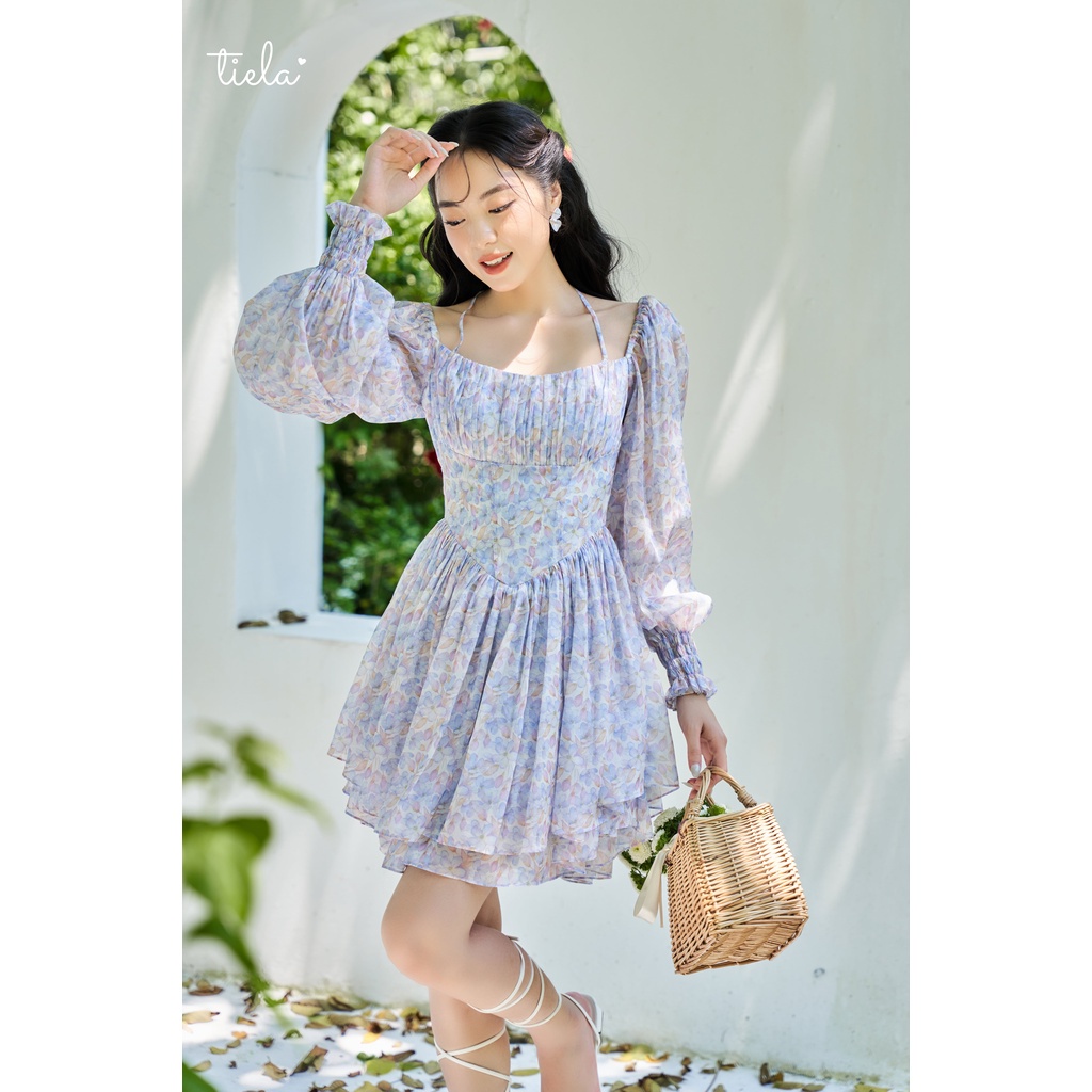 TIELA Đầm váy hoa hồng tím hai tầng - Michelia Dress