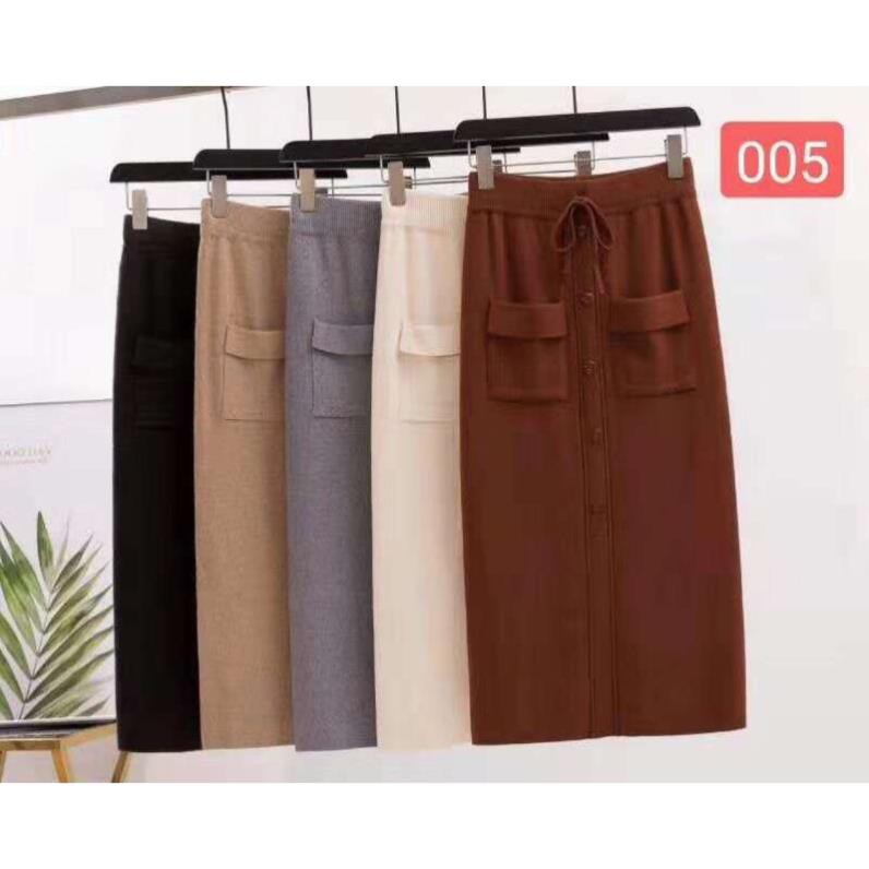 Chân Váy Len Dáng Dài Khuy Giữn 2 Túi | BigBuy360 - bigbuy360.vn