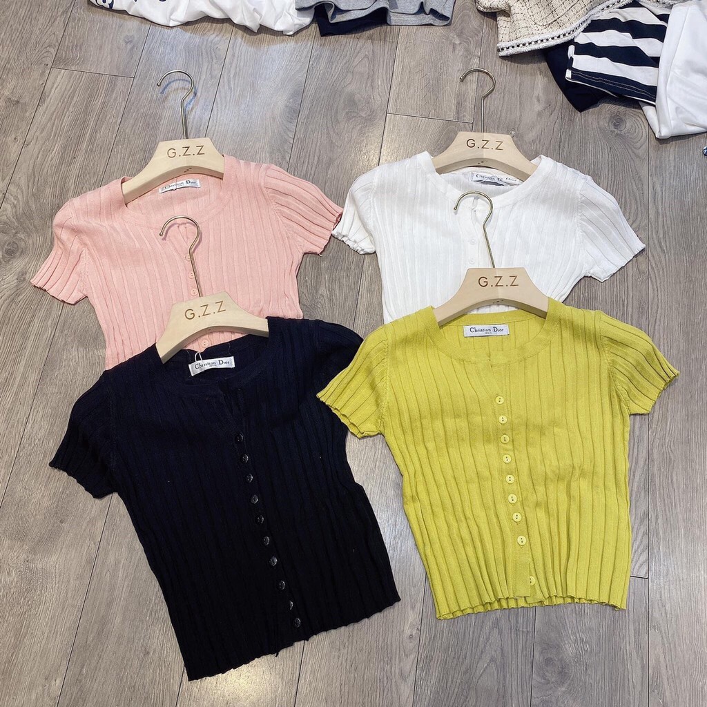 Áo len mỏng dáng ngắn cổ tròn, Áo len dáng croptop cài cúc ngắn tay AL1211 - NhiNhiShop | BigBuy360 - bigbuy360.vn