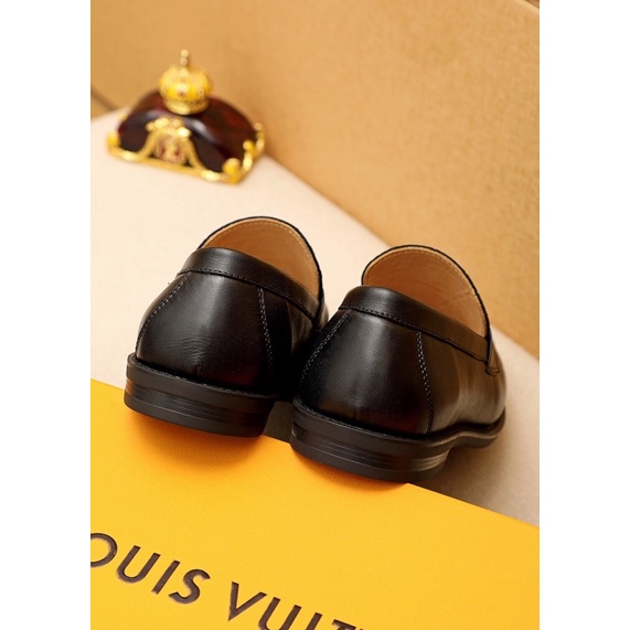 Giày tây lười nam da thật logo thương hiệu Louis Vuitton LV cao cấp mẫu mới