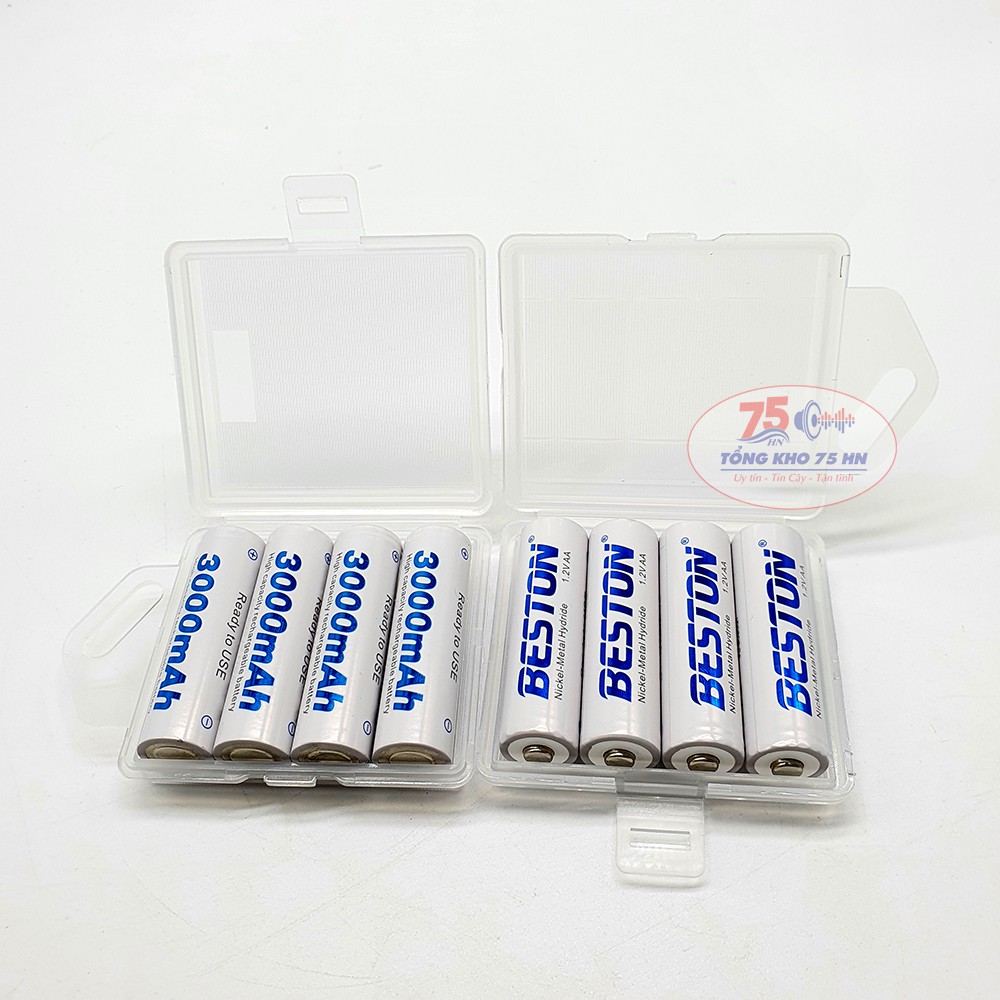 Combo 04 Pin và sạc AA BESTON 3000mAh - Pin sạc BESTON Pin mic không dây, camera, pin điều khiển