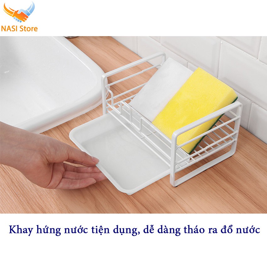 [Nhập Khẩu] Kệ nhà bếp đa năng đựng đồ dùng rửa chén, có khay hứng nước, giá phơi bọt biển, bằng thép dày sơn tĩnh điện | BigBuy360 - bigbuy360.vn