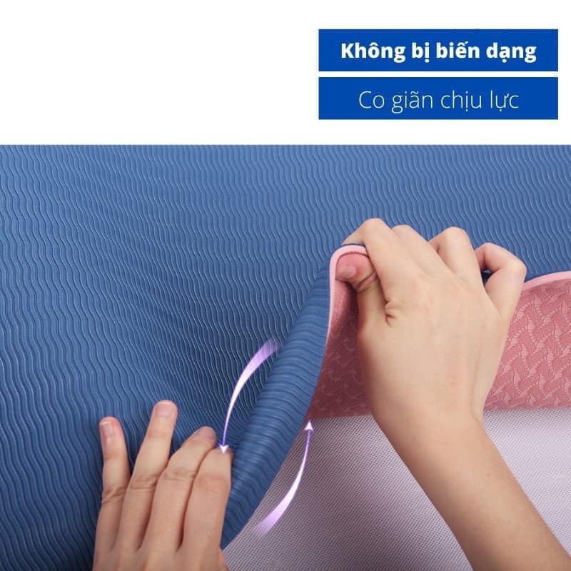 Thảm tập YOGA, GYM 8mm,6mm. Chống trượt tập thể dục tpe 2 lớp không mùi, Hàng có bảo hành