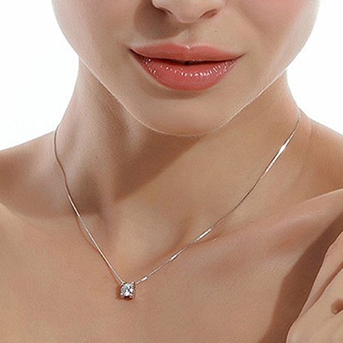Vòng cổ Mạ Bạc Trang Trí Đá Zirconia Thời Trang Cho Nữ