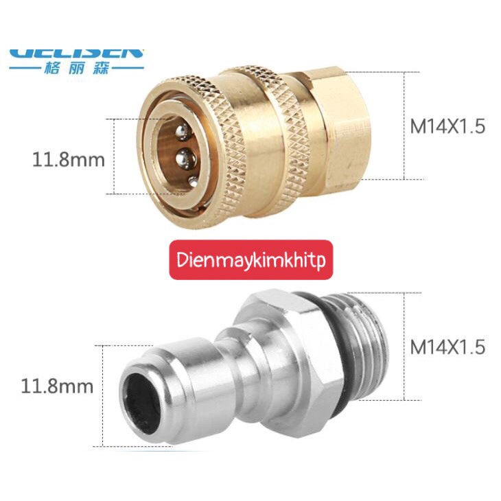 Bộ khớp nối nhanh ren 14mm cho máy rửa xe (khớp nối nhanh 1/4 inch)