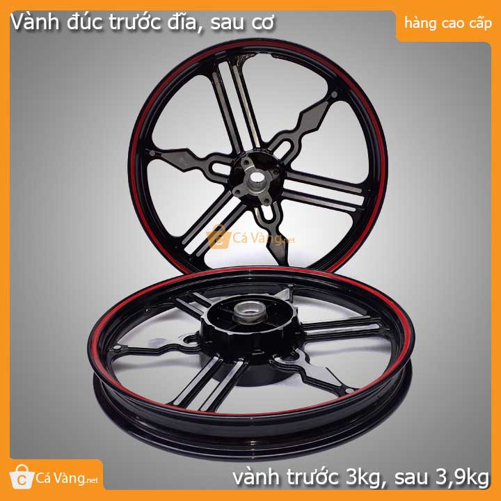 Vành đúc logo Yamaha màu Trắng chỉ đỏ - trước ĐĨA, sau cơ chất lượng cao