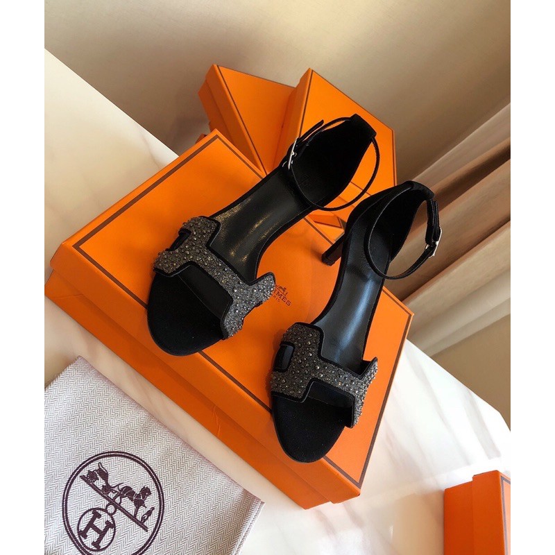 Sandal cao gót Hermes HM  da thật cao cấp nhiều màu siêu sang