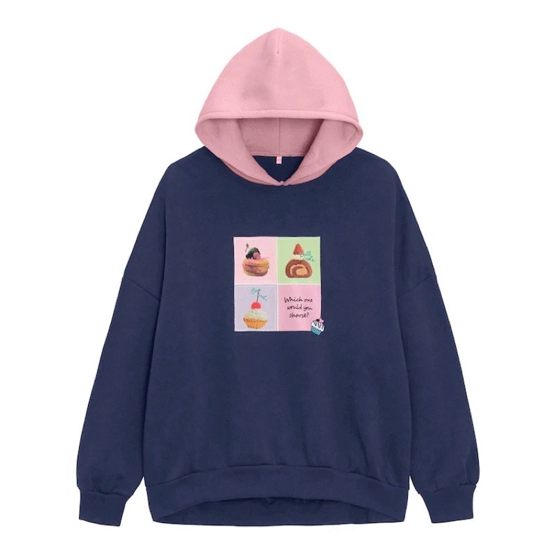 Áo nỉ có mũ hoodies bé gái tuổi teen phối màu dễ thương của GU - Nhật