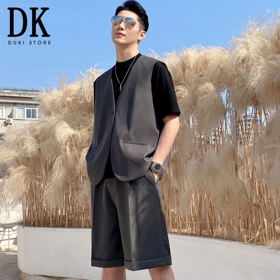 Áo khoác gile blazer nam màu xám cực ngầu - DUKI STORE