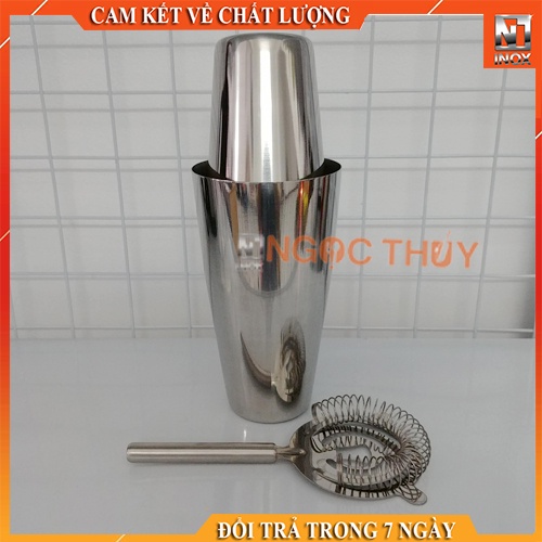 Lắc trà,shaker inox 2 mảnh Cocktail Boston