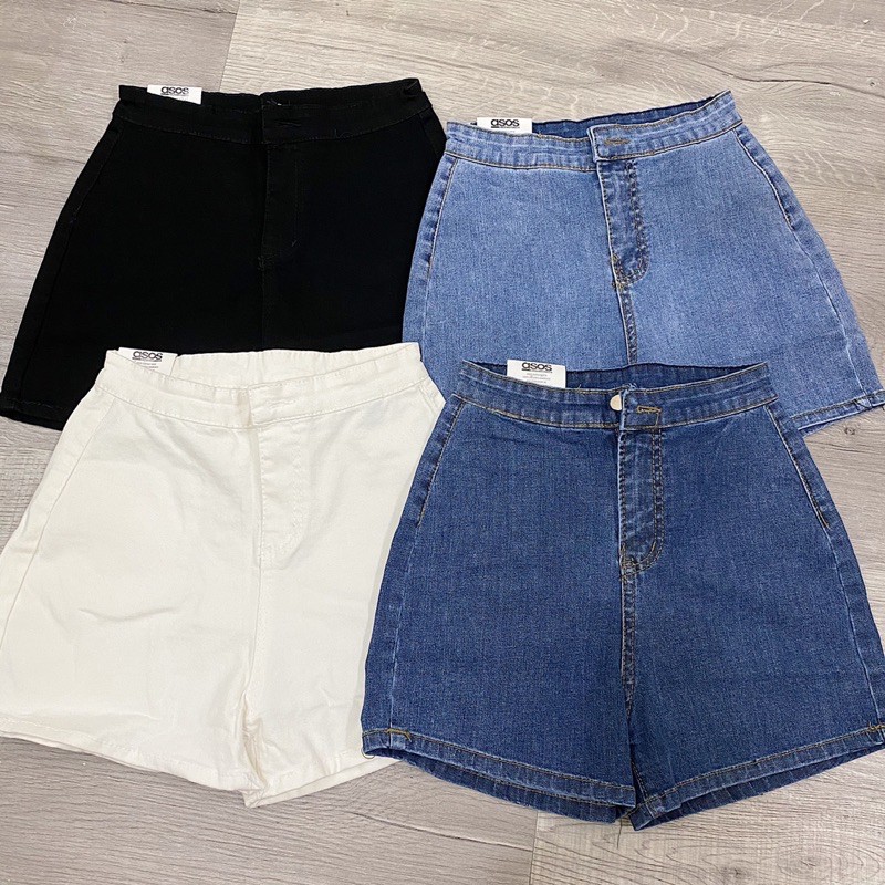 Quần shorts jeans cạp liền một nút lưng siêu cao tôn dáng, chất jeans dày dặn, co giãn thoải mái (hình thật) | BigBuy360 - bigbuy360.vn