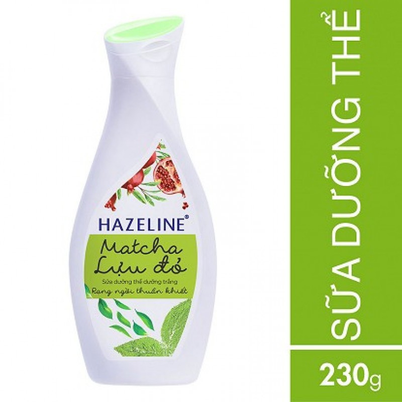 Sữa dưỡng thể Hazeline dưỡng trắng da Matcha-Lựu đỏ 230 ml