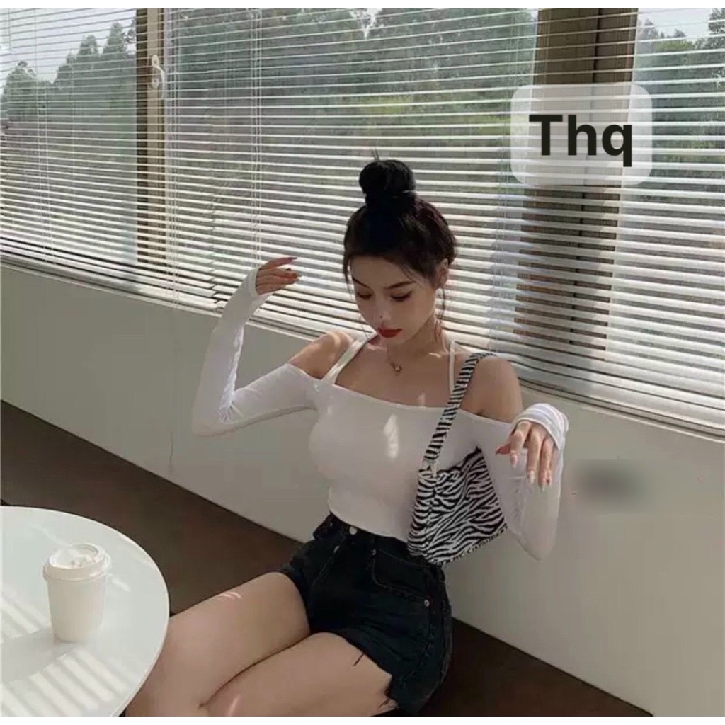 Áo hở vai chéo cổ mặc đươc nhiều kiểu