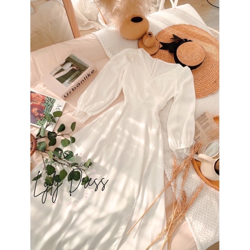 Đầm Maxi Tay Dài Phối Ren Đính Hạt Cao Cấp- Váy Maxi Phối Ren Cổ Đắp Chất Voan Mềm Mịn