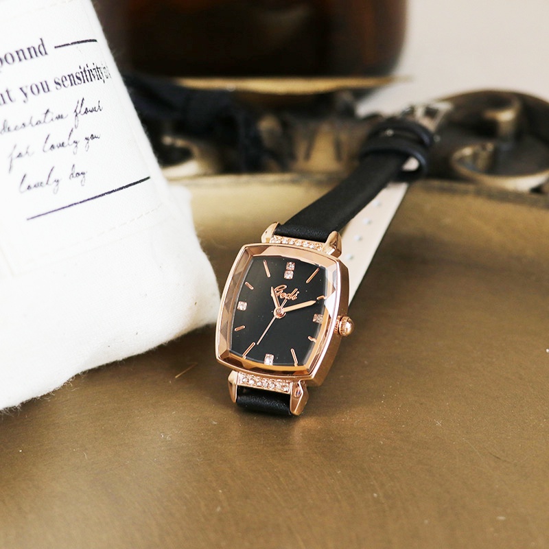 Đồng hồ nữ chính hãng đeo tay dây da mặt vuông đẹp chống nước LaCy Watch DHVGE0008
