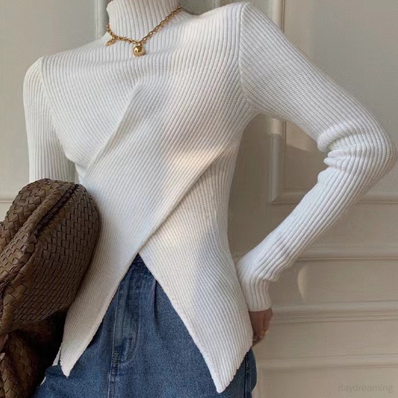 Áo Sweater Cổ Lọ Màu Sắc Đơn Giản Cho Nữ