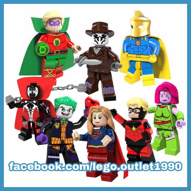 Xếp hình Joker - Spawn - Dr. Fate - Rorschach - Super Girl - Green Lantern - Blink Lego Minifigures POGO PG8085